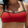 Womens Bandeau Strappy Sports Bra With Color Block V Back Workout Crop Tops