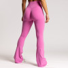 Womens Cross Waist Flare Yoga Pants With No Front Seam Butt Lifting Leggings