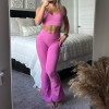 Womens Cross Waist Flare Yoga Pants With No Front Seam Butt Lifting Leggings