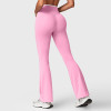 Womens Contrast Trim V Waistband Flare Yoga Pants No Front Seam Leggings