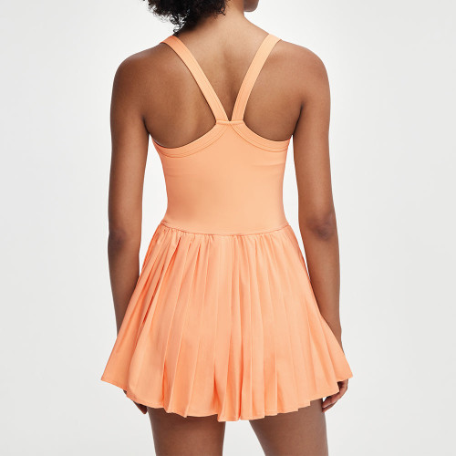 Womens Asymmetrical Pleated Tennis Dress Built In Shorts Athletic Dress