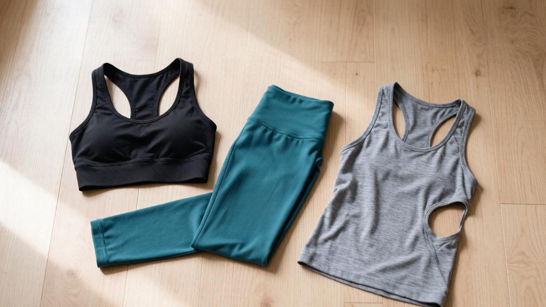 Premium gym wear set flat lay