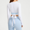 Womens Ballet Wrap Top Long Sleeve Criss Cross Activewear Yoga Shirt