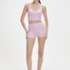 Womens Cross Back Ruched Built In Bra Cropped Yoga Tank Top Activewear Set
