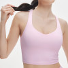 Womens Cross Back Ruched Built In Bra Cropped Yoga Tank Top Activewear Set