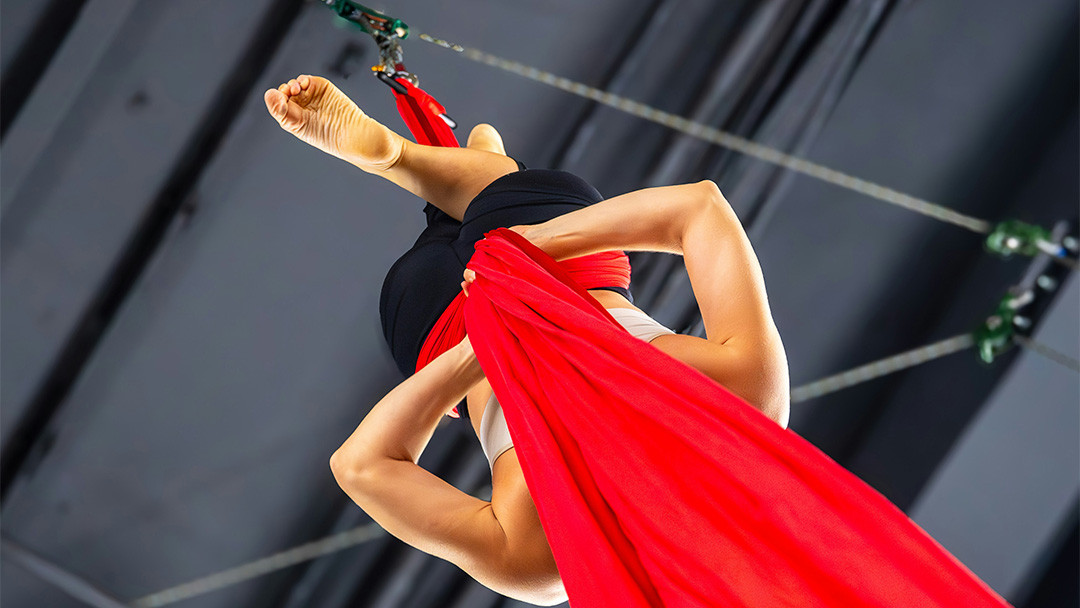 Detailed view of performance fabric for yoga wear