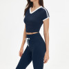Color Block V Neck Raglan Two Piece Activewear Set Drawstring Leggings
