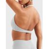 Womens Bandeau Strappy Sports Bra With Color Block V Back Workout Crop Tops