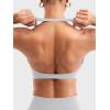 Womens Bandeau Strappy Sports Bra With Color Block V Back Workout Crop Tops