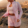 Womens Fitted Long Sleeve High Neck Zip Up Cropped Yoga Jacket