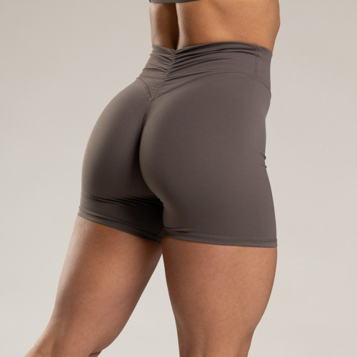 Womens High Waisted No Front Seam Scrunch Butt 6 Inch Biker Shorts