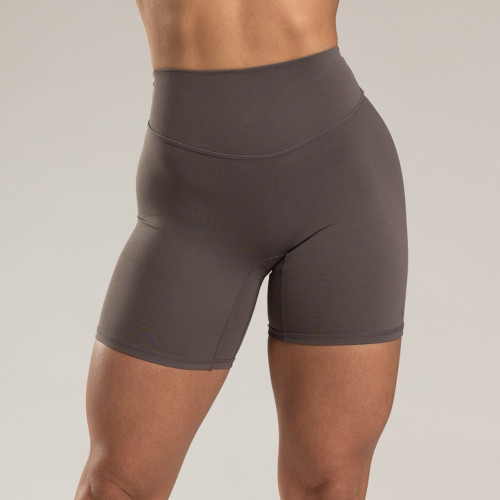Womens High Waisted No Front Seam Scrunch Butt 6 Inch Biker Shorts