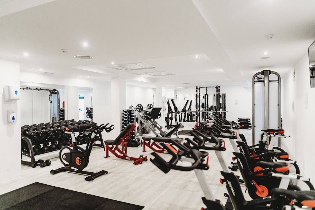 Gym fitness equipment and activewear environment representing the manufacturing and quality testing capabilities