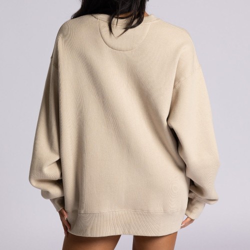 Custom Womens Oversized Cotton Blend Crewneck Fleece Sweatshirt Manufacturer