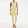 Custom Contrast V Neck Scalloped Hem Yoga Tank and Leggings Set Manufacturer