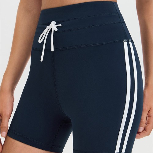 Custom Drawstring High Waist Contrast Side Stripe 4 Inch Yoga Shorts Manufacturer