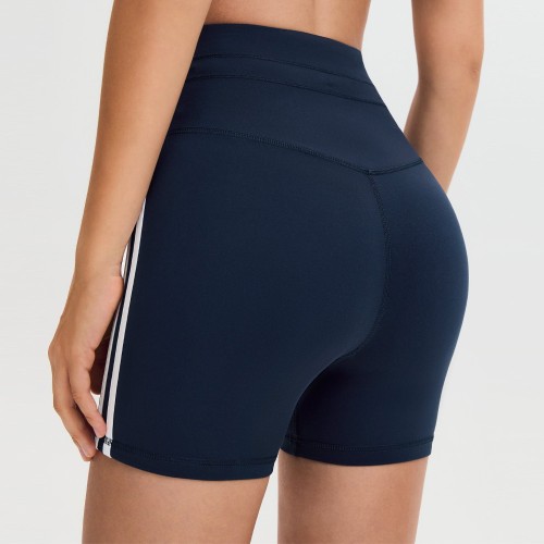 Custom Drawstring High Waist Contrast Side Stripe 4 Inch Yoga Shorts Manufacturer