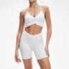 Ruched Halter V Neck Yoga Bra and Biker Shorts Set with Removable Cups — OEM Activewear Supplier