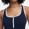 Half Zip Contrast Binding Racerback Tennis Dress with Built In Shorts — Custom Tennis Dress Factory