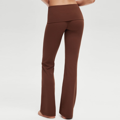 Fold Over Waistband Maternity Friendly Flared Yoga Pants 31.5 Inch — Custom Yoga Pants Factory