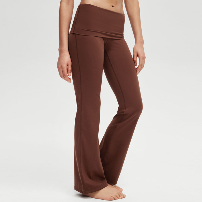 Fold Over Waistband Maternity Friendly Flared Yoga Pants 31.5 Inch — Custom Yoga Pants Factory
