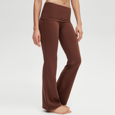 Fold Over Waistband Maternity Friendly Flared Yoga Pants 31.5 Inch — Custom Yoga Pants Factory
