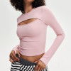 Asymmetric Chest Cutout Thumbhole Cropped Long Sleeve Yoga Top — OEM Sports T-Shirt Supplier