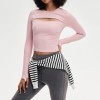 Asymmetric Chest Cutout Thumbhole Cropped Long Sleeve Yoga Top — OEM Sports T-Shirt Supplier