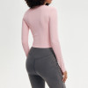 Asymmetric Chest Cutout Thumbhole Cropped Long Sleeve Yoga Top — OEM Sports T-Shirt Supplier