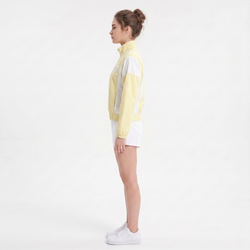 Half Zip Woven Twill Color Block Sweatshirt with Gathered Hem — Custom Sweatshirt Factory
