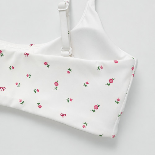 Custom Small Floral Print Yoga Set with Adjustable Strap Bra & No Front Seam Shorts