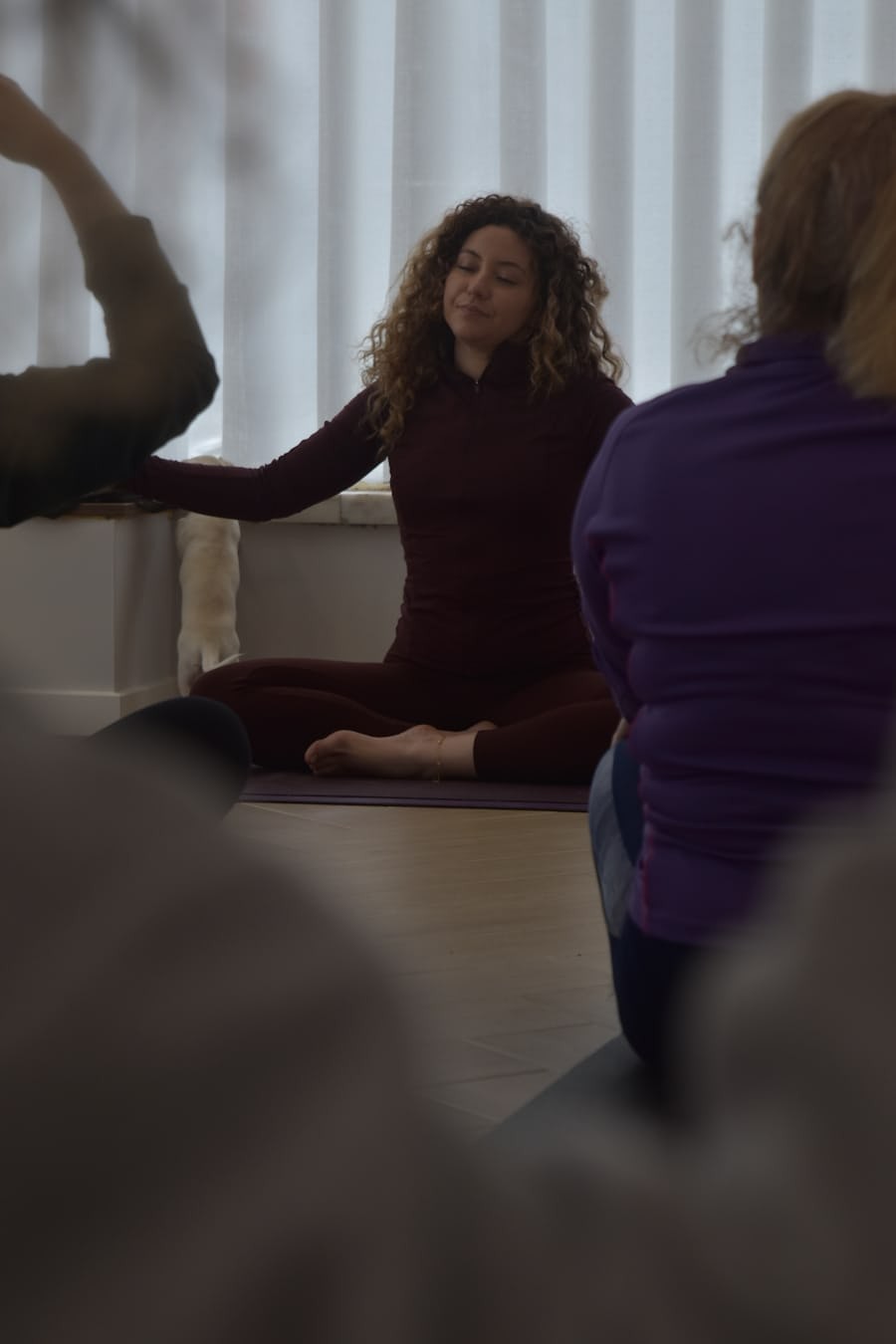 Yoga class in a studio environment