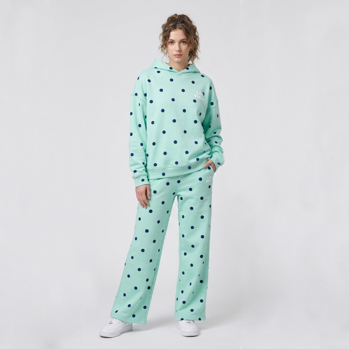 Custom 100% Cotton Polka Dot Hoodie & Wide Leg Tracksuit Set