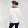 Custom 100% Cotton Women's Polo Collar Varsity Print Sweatshirt