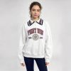 Custom 100% Cotton Women's Polo Collar Varsity Print Sweatshirt