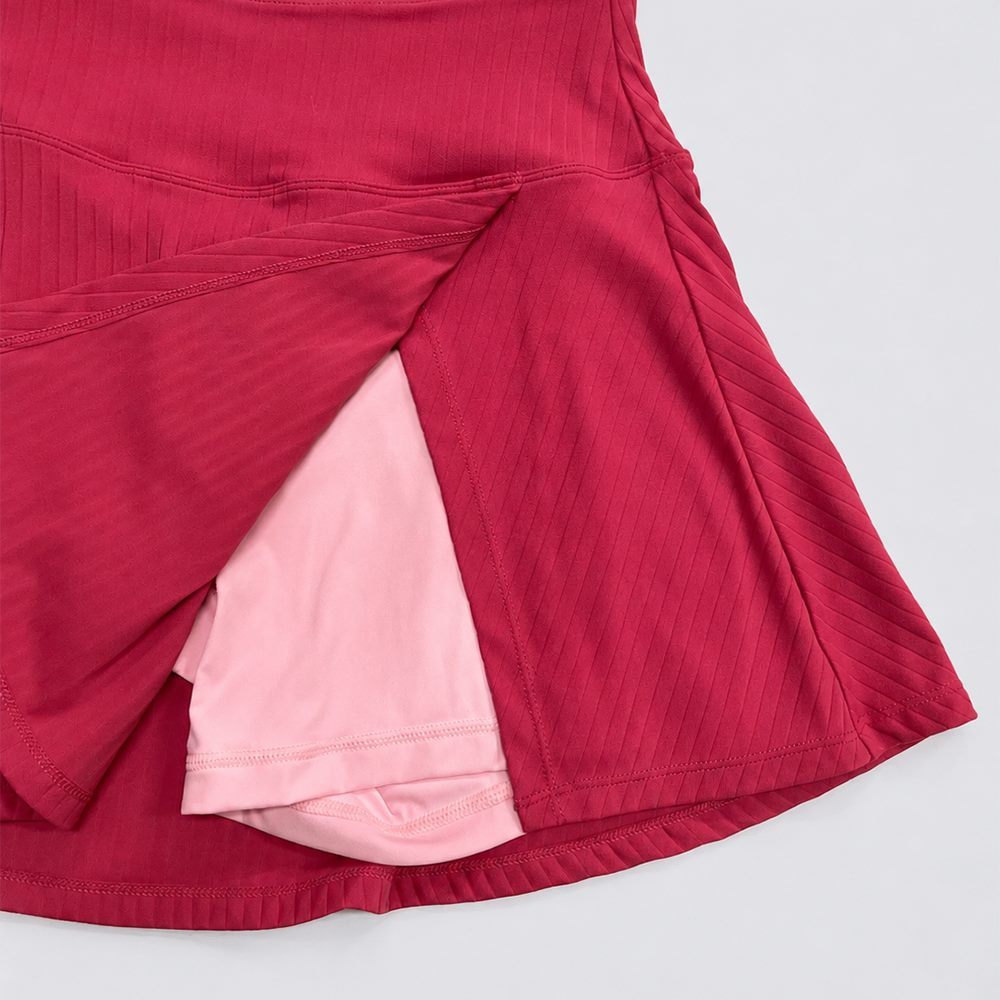 Side slit tennis skort with visible built-in safety shorts