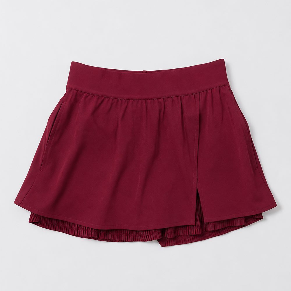 Flat lay of custom double-layer tennis skort with pockets