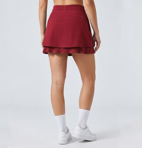 Custom Double-Layer Tennis Skort with Heat-Set Pleated Underlayer & Pockets