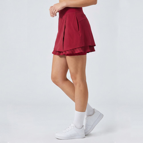 Custom Double-Layer Tennis Skort with Heat-Set Pleated Underlayer & Pockets
