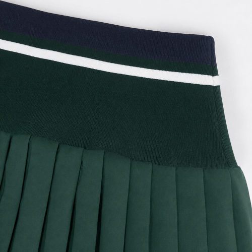 Custom Contrast Waistband Pleated Tennis Skort with Inner-Short Pocket