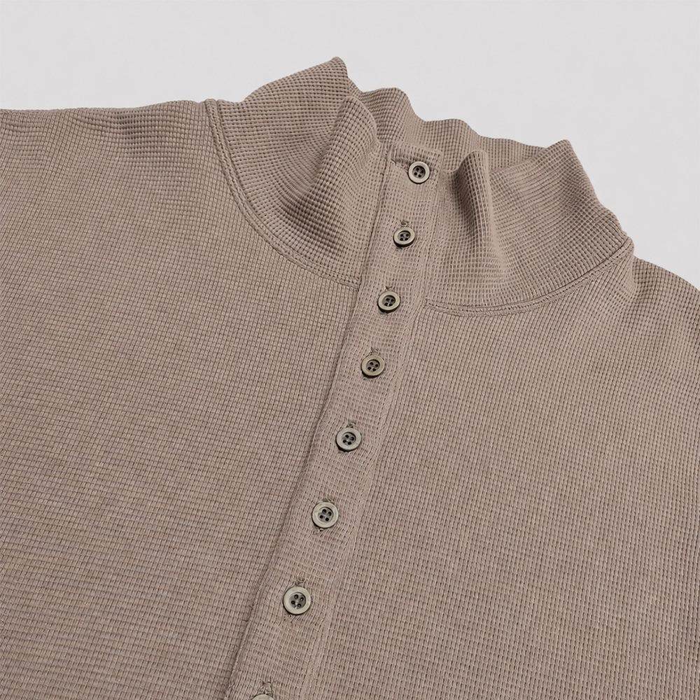 Button placket and waffle texture of custom loungewear top