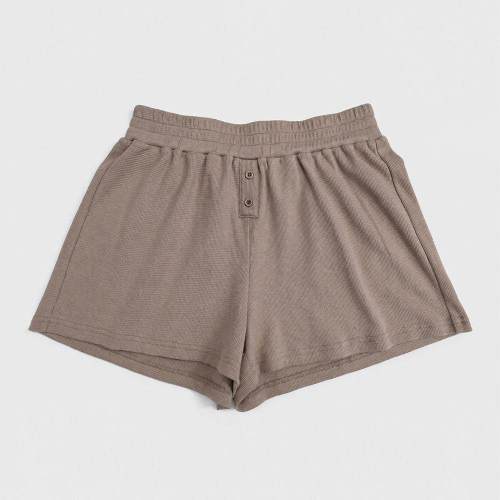 Custom Waffle-Textured Lounge Set with Adjustable Collar & Button Shorts