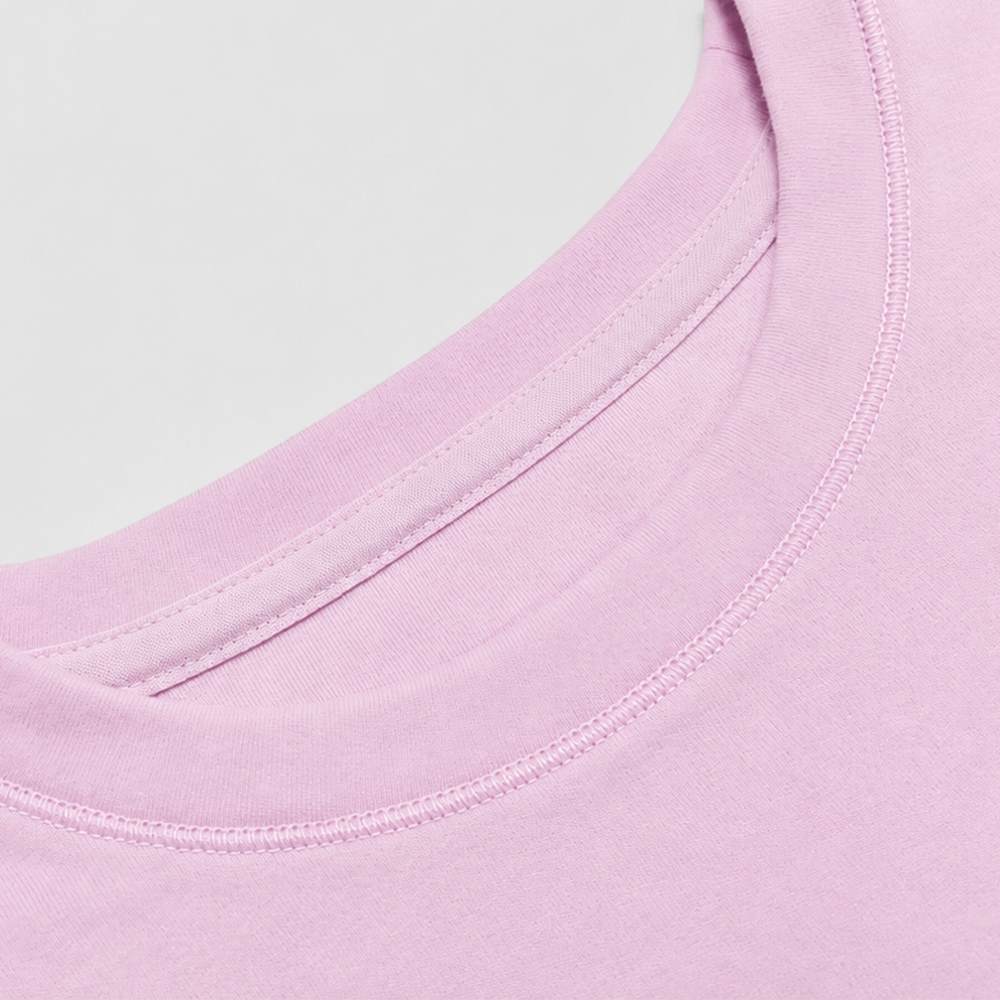 Coverstitch crew neckline on custom cropped lounge top