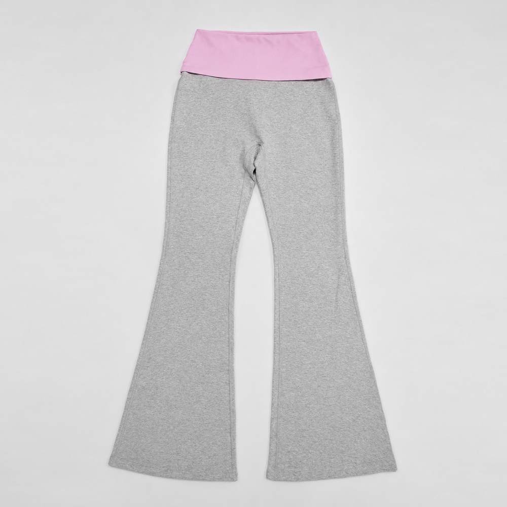 Front view of custom high-rise flare lounge pants