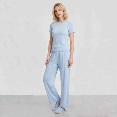 Custom Modal-Blend Fitted Tee & Wide-Leg Lounge Pants Set
