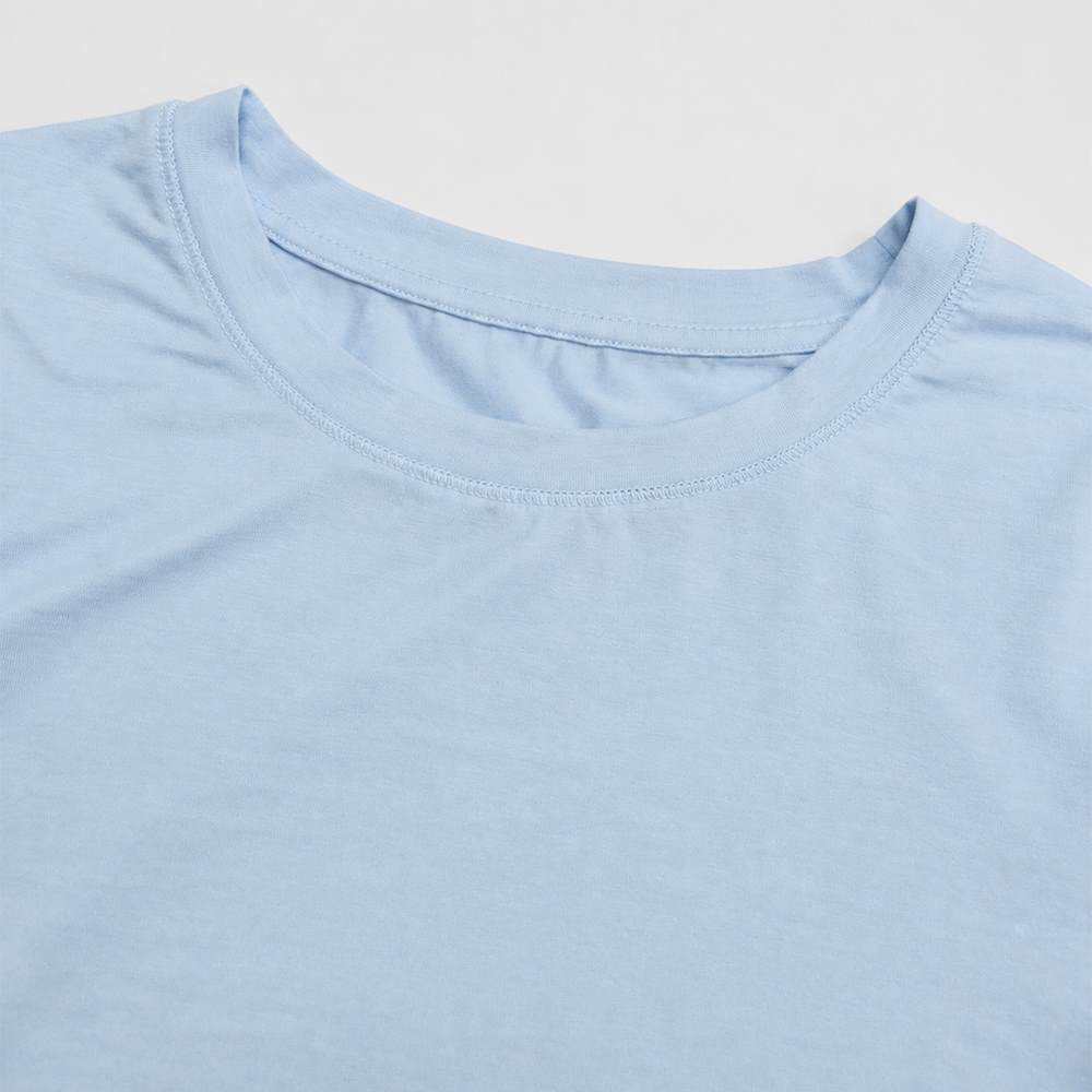 Coverstitch crew neckline on custom modal lounge tee
