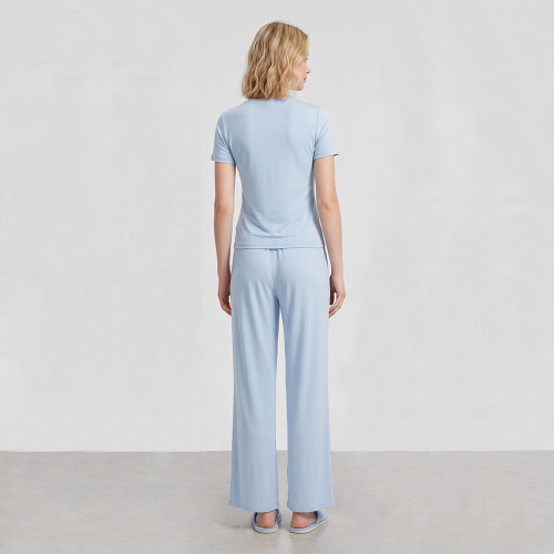 Custom Modal-Blend Fitted Tee & Wide-Leg Lounge Pants Set