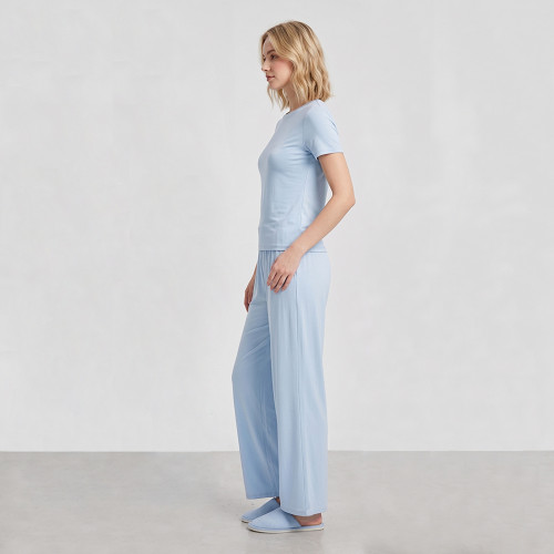 Custom Modal-Blend Fitted Tee & Wide-Leg Lounge Pants Set