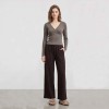 Custom Wrap-Cross V-Neck Lounge Set with Pocket Wide-Leg Trousers