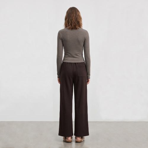 Custom Wrap-Cross V-Neck Lounge Set with Pocket Wide-Leg Trousers